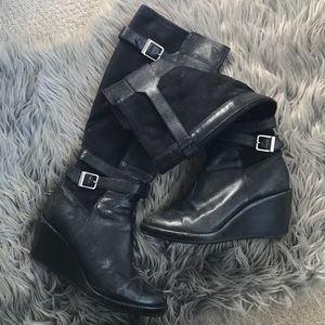 Cole Haan Nike Air Black Wedge Heeled Boots